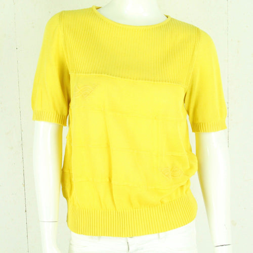 Vintage Pullover Female Gr. M gelb uni kurzarm Strick