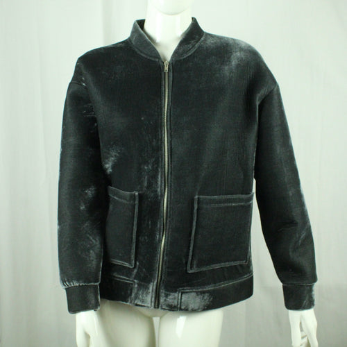 Second Hand ZARA Samtjacke Gr. M grau uni Samt Jacke (*)