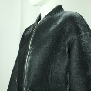 Second Hand ZARA Samtjacke Gr. M grau uni Samt Jacke (*)