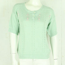 Laden Sie das Bild in den Galerie-Viewer, Vintage Pullover Female Gr. M mint Zopfmuster kurzarm Strick
