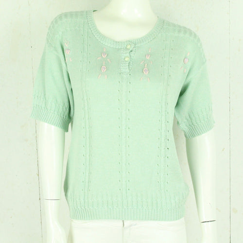 Vintage Pullover Female Gr. M mint Zopfmuster kurzarm Strick