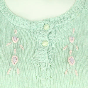 Vintage Pullover Female Gr. M mint Zopfmuster kurzarm Strick