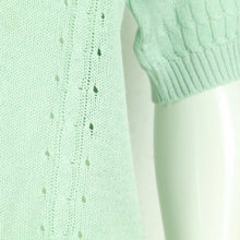 Laden Sie das Bild in den Galerie-Viewer, Vintage Pullover Female Gr. M mint Zopfmuster kurzarm Strick