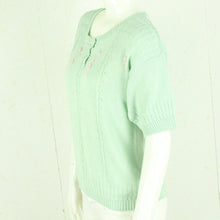 Laden Sie das Bild in den Galerie-Viewer, Vintage Pullover Female Gr. M mint Zopfmuster kurzarm Strick