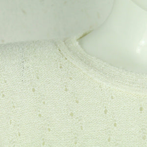 Vintage Pullover Female Gr. S weiß uni Lochmuster kurzarm Strick