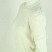 Laden Sie das Bild in den Galerie-Viewer, Vintage Pullover Female Gr. S weiß uni Lochmuster kurzarm Strick
