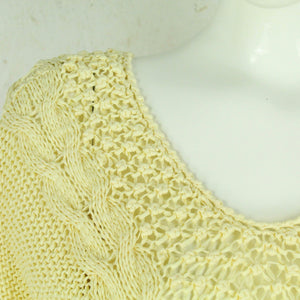 Vintage Pullover Female Gr. M gelb uni Lochmuster kurzarm Strick