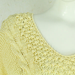Vintage Pullover Female Gr. M gelb uni Lochmuster kurzarm Strick