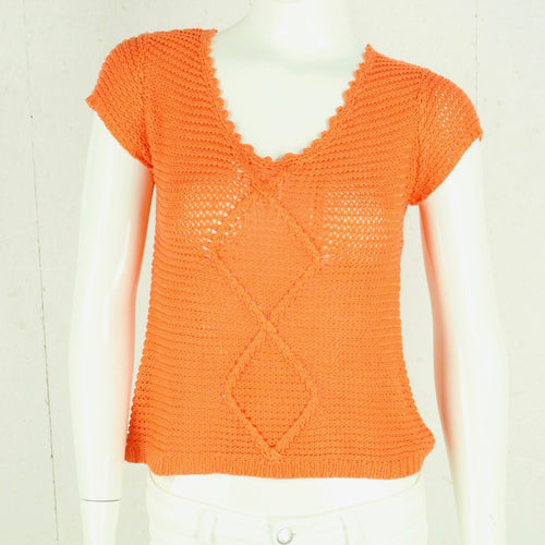 Vintage Pullover Female Gr. S orange uni kurzarm Strick