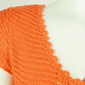 Vintage Pullover Female Gr. S orange uni kurzarm Strick