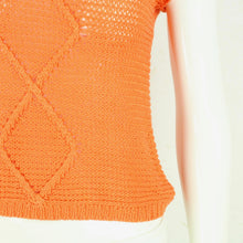 Laden Sie das Bild in den Galerie-Viewer, Vintage Pullover Female Gr. S orange uni kurzarm Strick