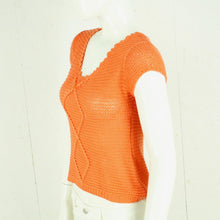 Laden Sie das Bild in den Galerie-Viewer, Vintage Pullover Female Gr. S orange uni kurzarm Strick