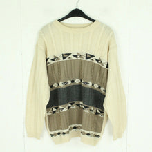 Laden Sie das Bild in den Galerie-Viewer, Vintage Pullover Gr. L beige mehrfarbig Crazy Pattern Strick