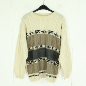 Vintage Pullover Gr. L beige mehrfarbig Crazy Pattern Strick