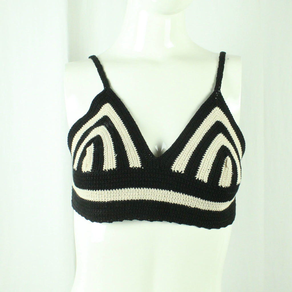 Second Hand DOROTHEE SCHUMACHER Stricktop Gr. 2 schwarz weiß Top (*)