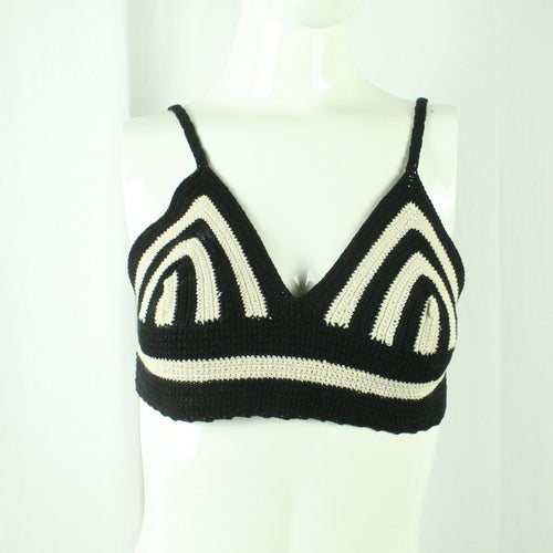Second Hand DOROTHEE SCHUMACHER Stricktop Gr. 2 schwarz weiß Top (*)