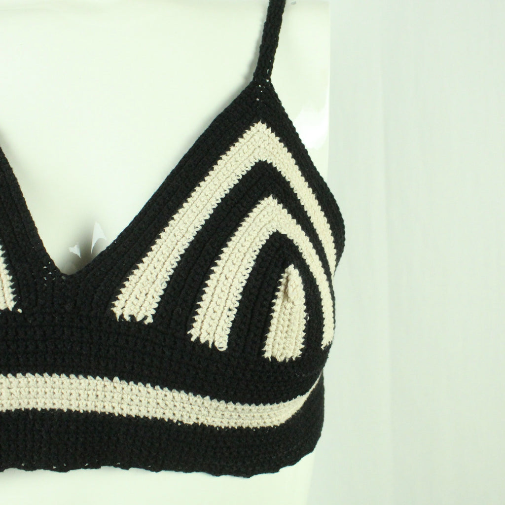 Second Hand DOROTHEE SCHUMACHER Stricktop Gr. 2 schwarz weiß Top (*)