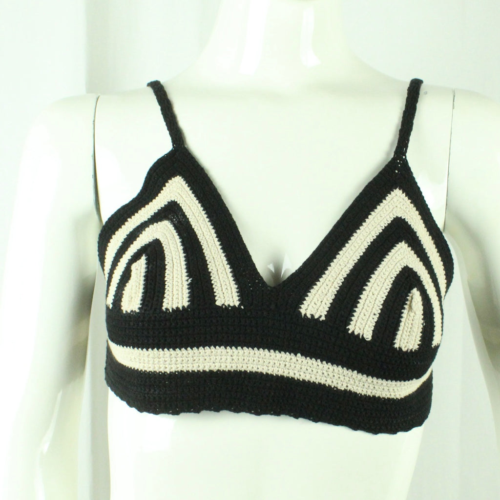 Second Hand DOROTHEE SCHUMACHER Stricktop Gr. 2 schwarz weiß Top (*)