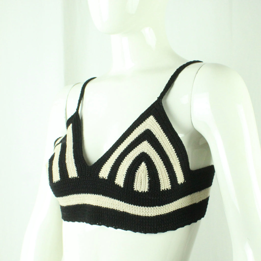 Second Hand DOROTHEE SCHUMACHER Stricktop Gr. 2 schwarz weiß Top (*)
