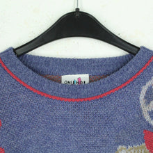 Laden Sie das Bild in den Galerie-Viewer, Vintage Pullover mit Wolle Gr. L blau bunt Crazy Pattern Strick