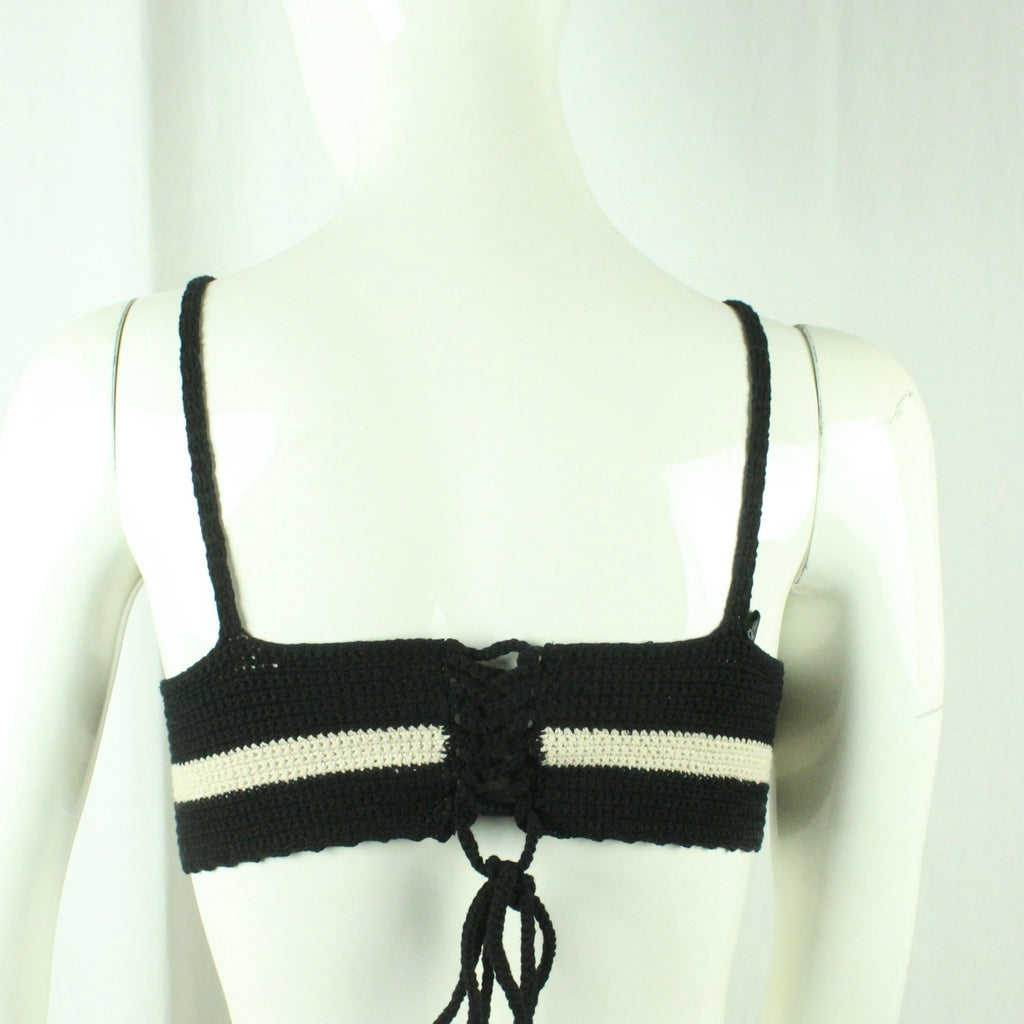 Second Hand DOROTHEE SCHUMACHER Stricktop Gr. 2 schwarz weiß Top (*)