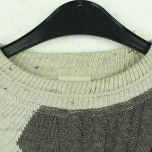 Vintage Pullover mit Wolle Gr. L grau mehrfarbig Crazy Pattern Strick
