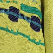 Laden Sie das Bild in den Galerie-Viewer, Vintage Pullover Gr. L gelb bunt Crazy Pattern Strick