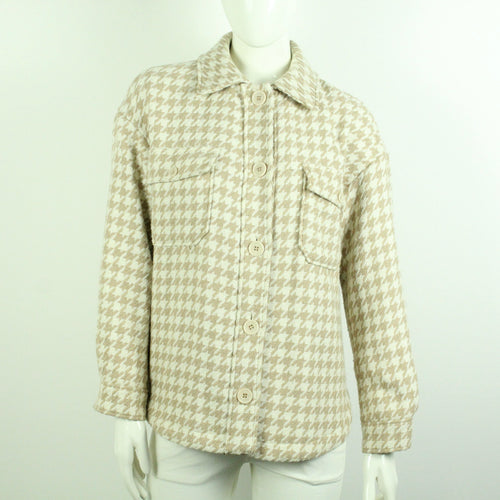 Second Hand NA-KD Hemdjacke Gr. 34 beige Hahnentritt Jacke (*)