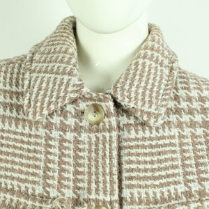 Second Hand BOUCLE Hemdjacke mit Wolle Gr. 38 beige braun Hahnentritt Jacke (*)