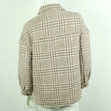 Laden Sie das Bild in den Galerie-Viewer, Second Hand BOUCLE Hemdjacke mit Wolle Gr. 38 beige braun Hahnentritt Jacke (*)