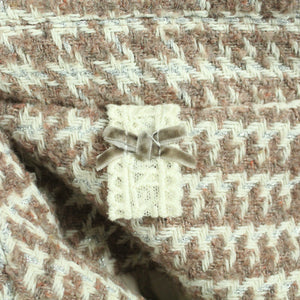 Second Hand BOUCLE Hemdjacke mit Wolle Gr. 38 beige braun Hahnentritt Jacke (*)