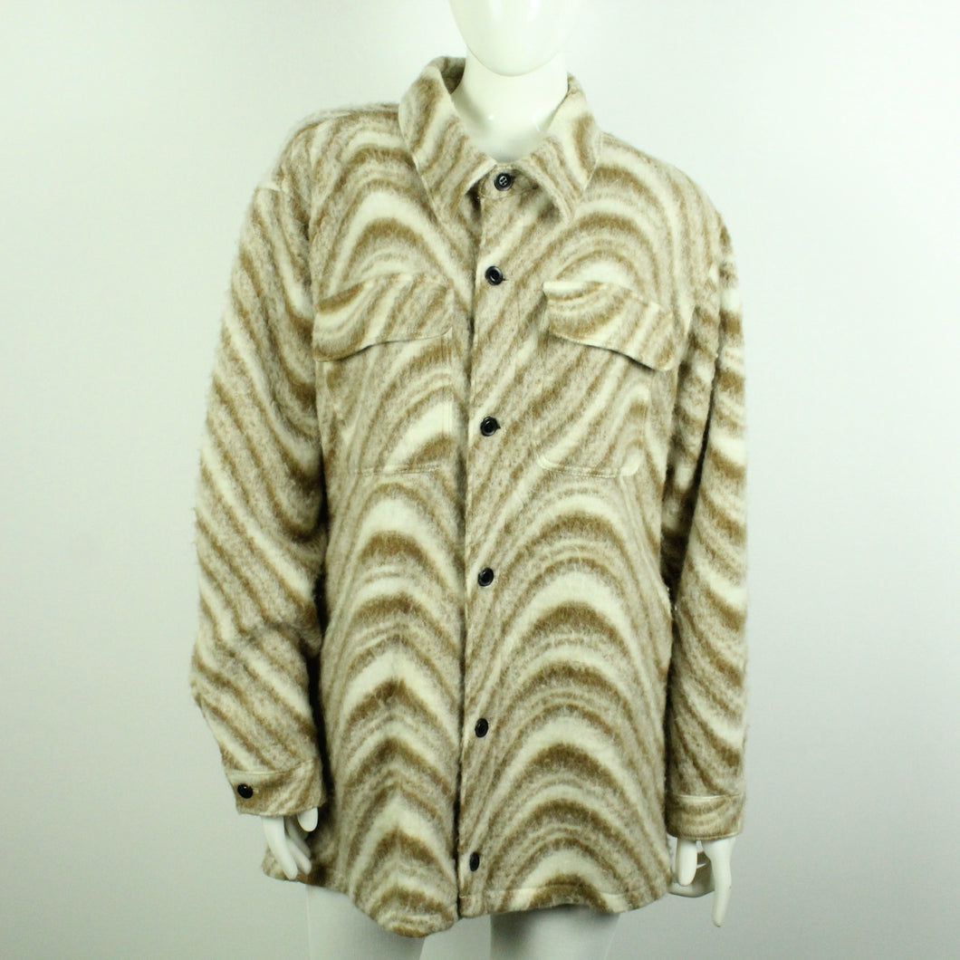 Second Hand ASOS Hemdjacke mit Wolle Gr. M beige braun gemustert Jacke (*)