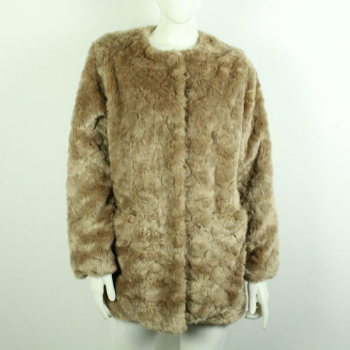 Second Hand LINDEX Fake Fur Jacke Gr. S beige uni (*)