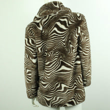 Laden Sie das Bild in den Galerie-Viewer, Second Hand H&amp;M Fake Fur Jacke Gr. S braun weiß gemustert (*)