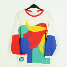 Laden Sie das Bild in den Galerie-Viewer, Vintage Pullover Female Gr. L bunt crazy pattern Strick