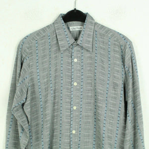 Vintage 90s Hemd Gr. L grau blau gemustert langarm