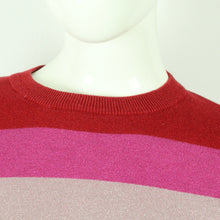 Laden Sie das Bild in den Galerie-Viewer, Second Hand NEO NOIR Pullover Gr. S mehrfarbig Blockstreifen Glitzer  (*)
