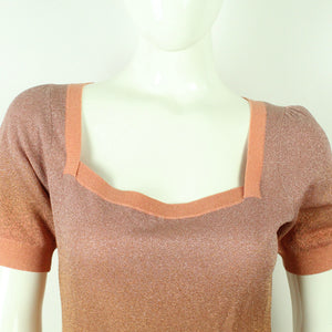 Second Hand BAUM UND PFERDGARTEN Pullover Gr. L apricot gold metallic kurzarm (*)