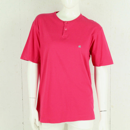 Vintage UNITED COLORS OF BENETTON T-Shirt Gr. L pink Logo Stickerei