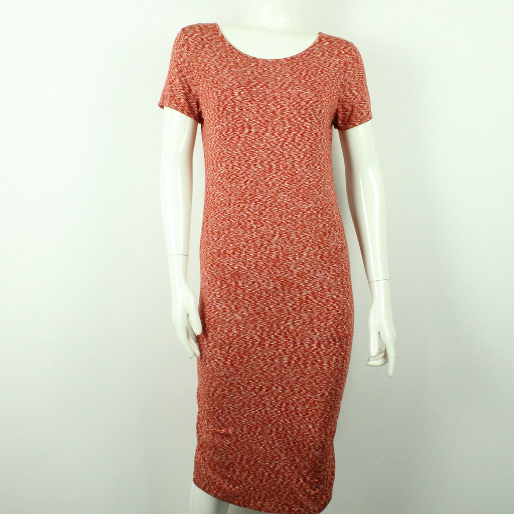 Second Hand GANNI Midikleid Gr. S rostrot weiß meliert Kleid (*)