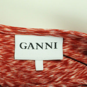 Second Hand GANNI Midikleid Gr. S rostrot weiß meliert Kleid (*)