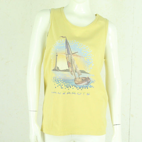 Vintage Tank Top Gr. S gelb mit Print Lanzarote