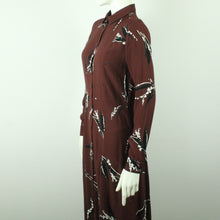 Laden Sie das Bild in den Galerie-Viewer, Second Hand GANNI Maxikleid Gr. S braun mehrfarbig gemustert Kleid (*)