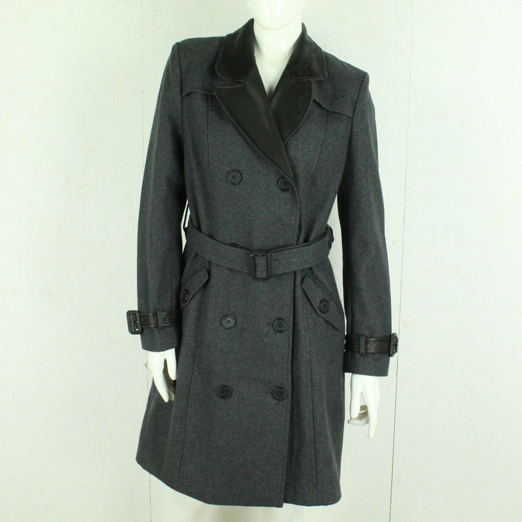 Second Hand LAURA CLEMENT LA REDOUTE Trenchcoat mit Wolle Gr. 40 grau schwarz Mantel (*)