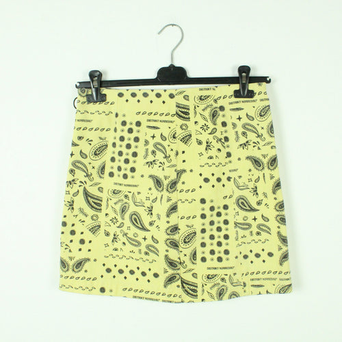 Second Hand DISTRIKT NORREBRO Rock Gr. M gelb schwarz abstraktes Paisley Muster (*)