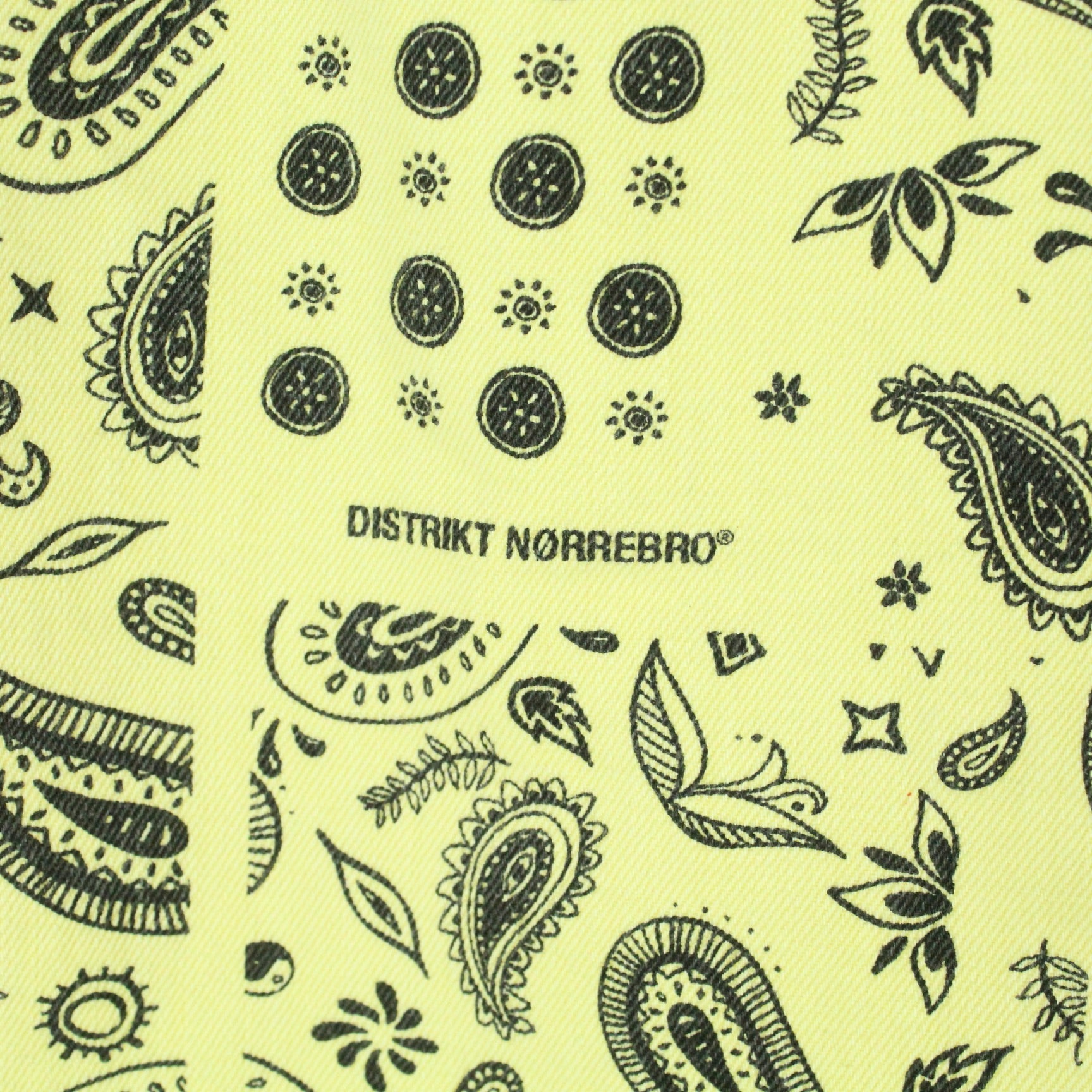 Second Hand DISTRIKT NORREBRO Rock Gr. M gelb schwarz abstraktes Paisley Muster (*)