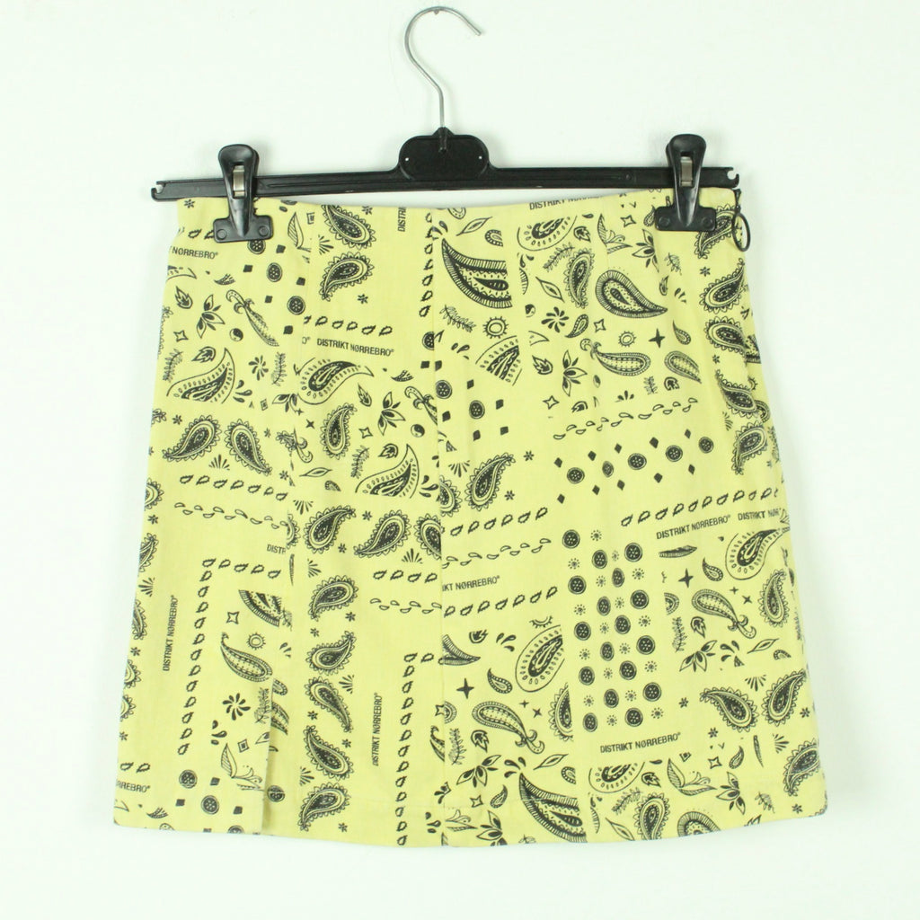 Second Hand DISTRIKT NORREBRO Rock Gr. M gelb schwarz abstraktes Paisley Muster (*)