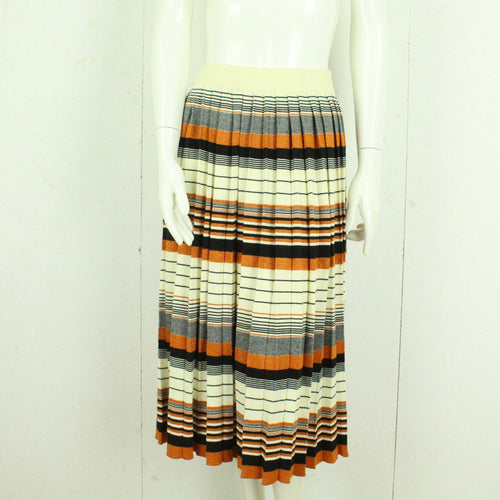 Second Hand MONKI Plisseerock Gr. S beige mehrfarbig gestreift Midirock (*)
