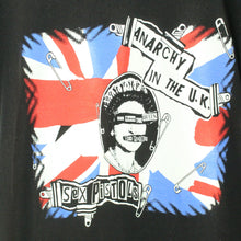 Laden Sie das Bild in den Galerie-Viewer, Vintage SEX PISTOLS T-Shirt / Bandshirt Gr. S schwarz mit Print und Backprint (*)