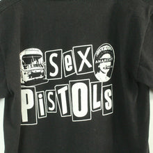 Laden Sie das Bild in den Galerie-Viewer, Vintage SEX PISTOLS T-Shirt / Bandshirt Gr. S schwarz mit Print und Backprint (*)